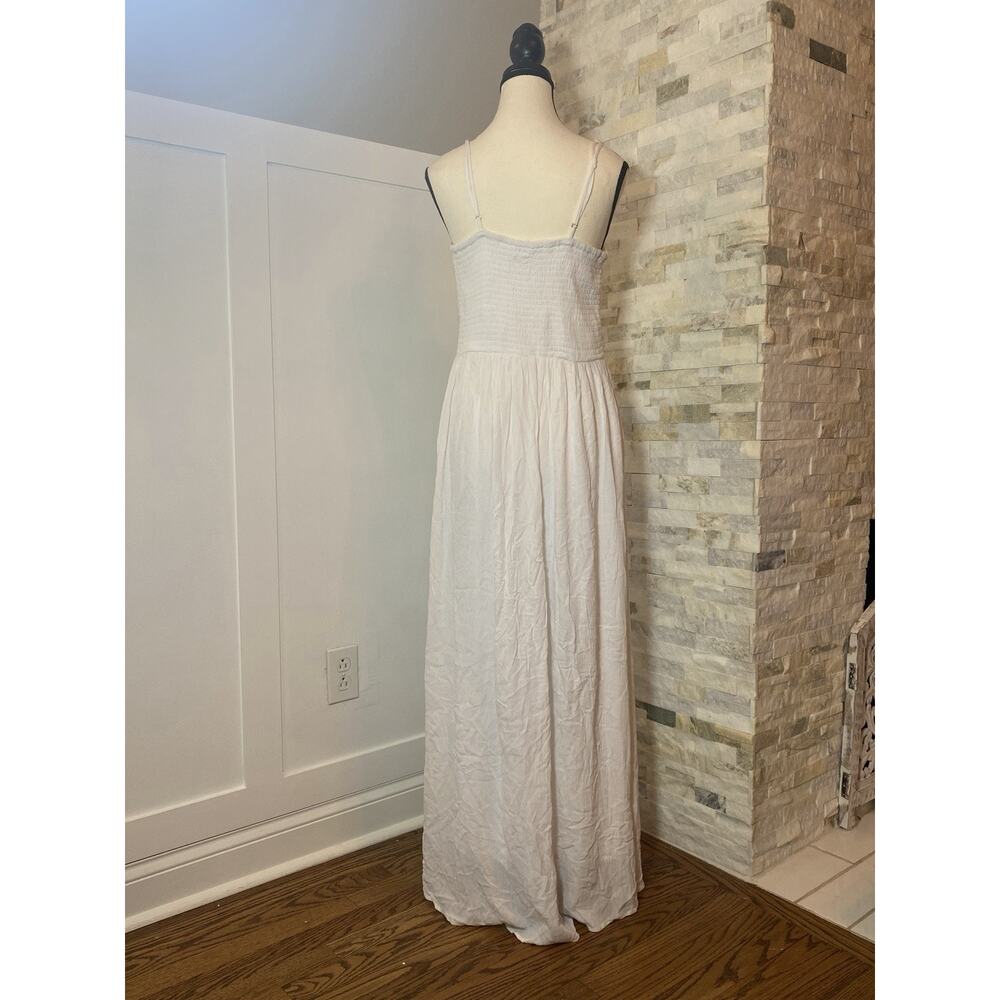Japna Boho Maxi Dress Medium White Adjustable Straps Smocked Back Rayon Flowy - Picture 4 of 5